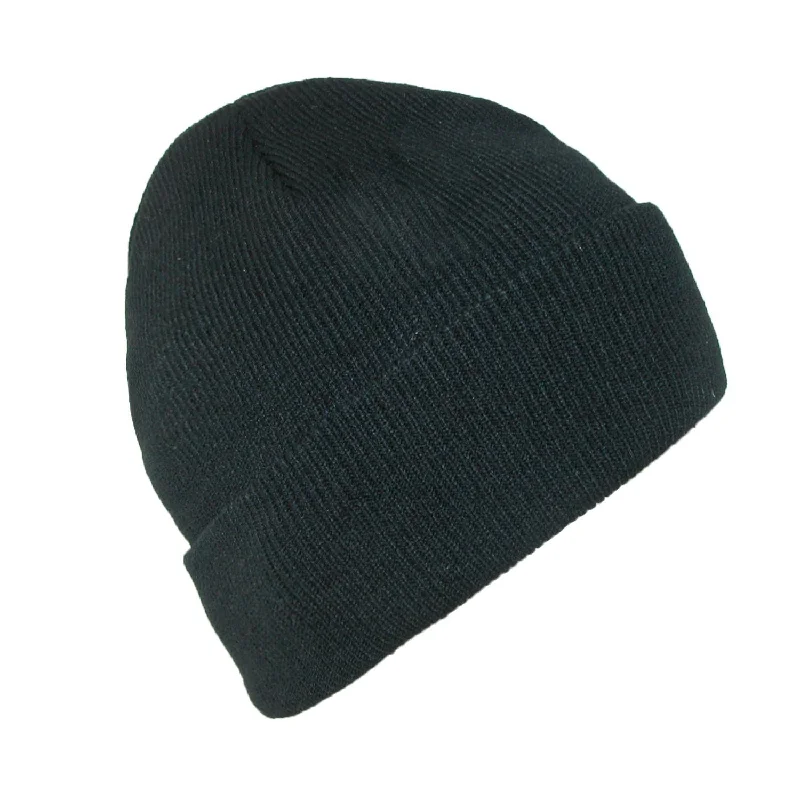 Men's Black Winter Stocking Knit Cuff Cap