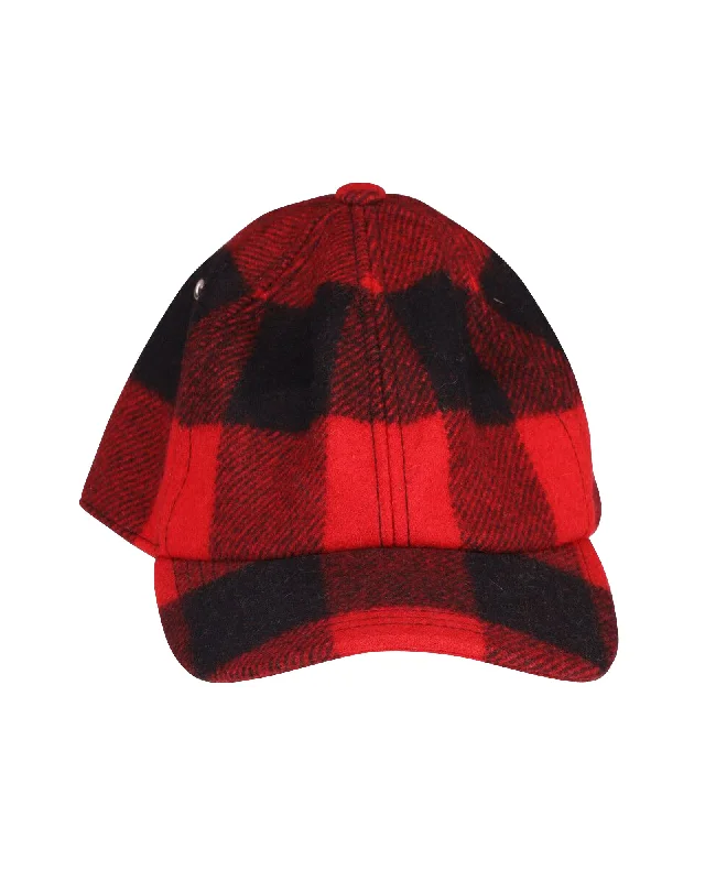 Sandro Paris Plaid Cap in Multicolor Cotton