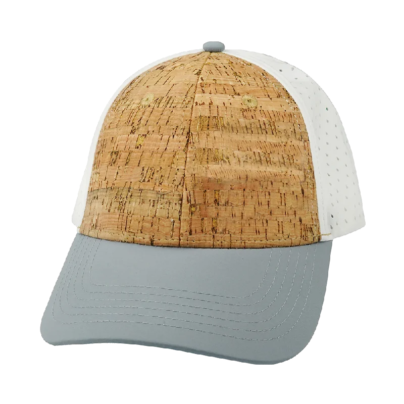 Blank - 6 Panel - Shallow Fit - Pony Tail - Cork - Gray / White (Unisex)