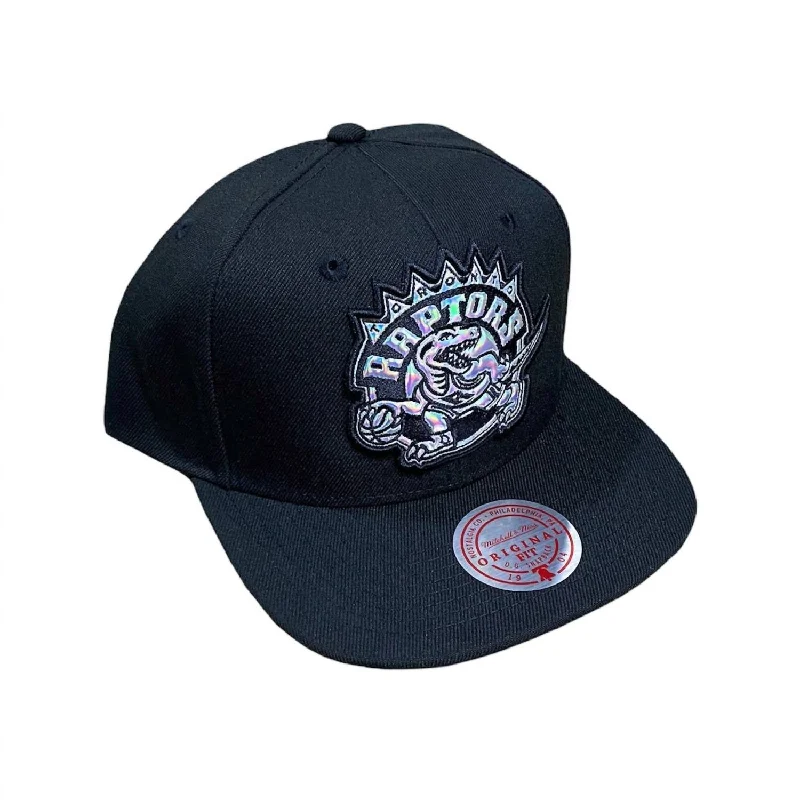 Men's Nba Hwc Toronto Raptors Iridescent Logo Snapback Cap In Black