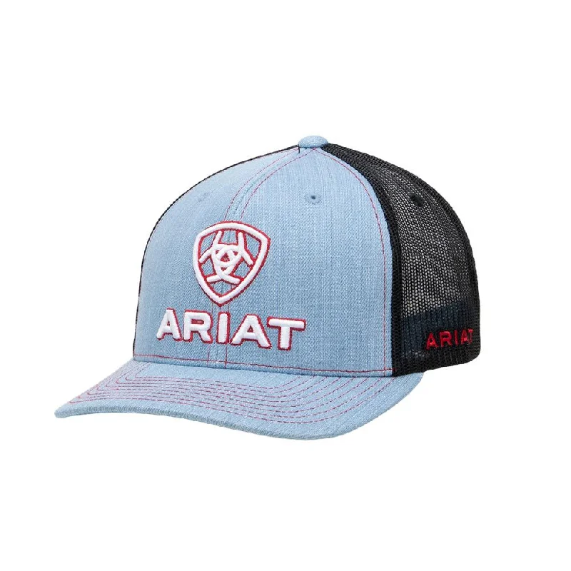 MF Western Ariat Men's Light Blue Black Red White Trucker Cap Style A300000713