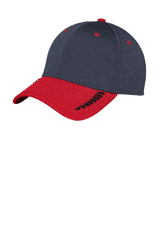 New Era Mens Stretch Fit Hat - Heather Navy Blue/Red - Closeout