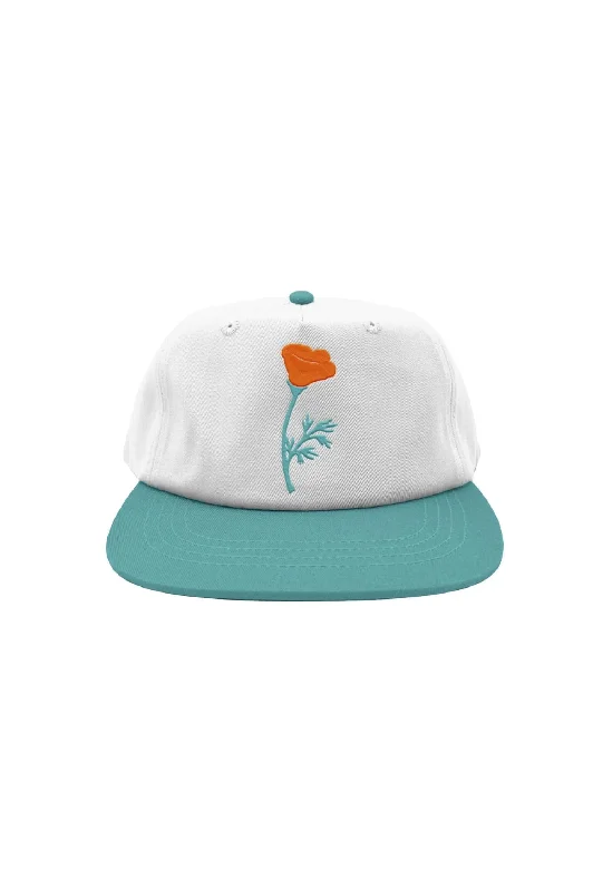 Men's Poppy Two Tone Short Brim Snapback Hat In Bone/teal