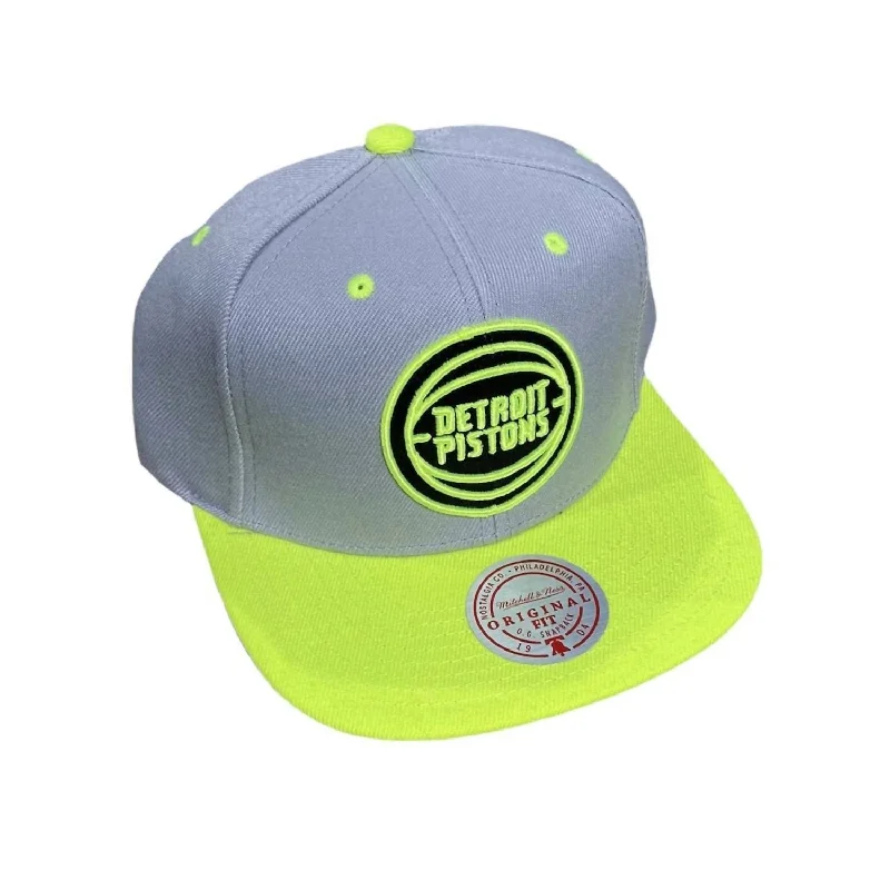 Men's Nba Detroit Pistons Volt Snapback Cap In Grey/neon Yellow