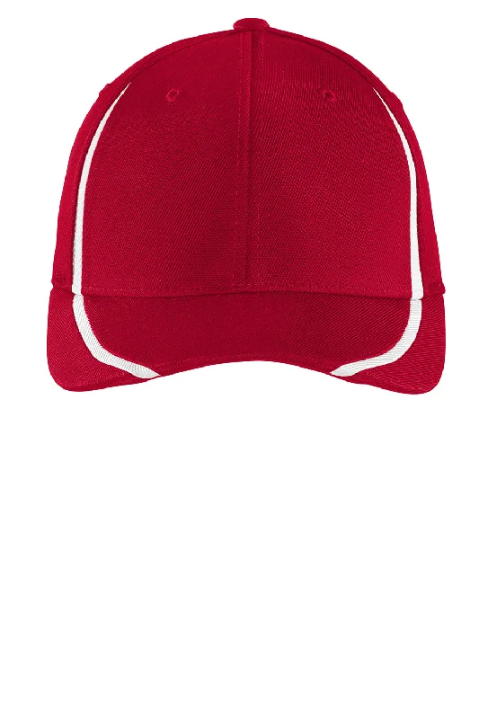 Sport-Tek Mens Moisture Wicking Stretch Fit Hat - True Red/White