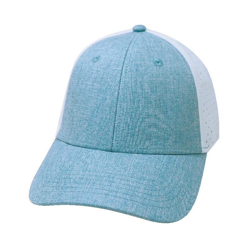 Blank - 6 Panel - Shallow Fit - Pony Tail - Baby Blue / White (Unisex)