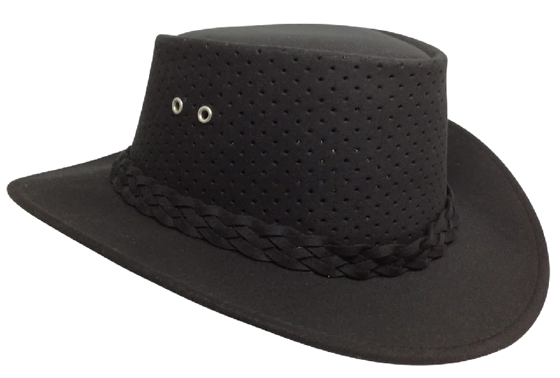 Aussie Chiller Outback Bushie Perforated Hat - Black