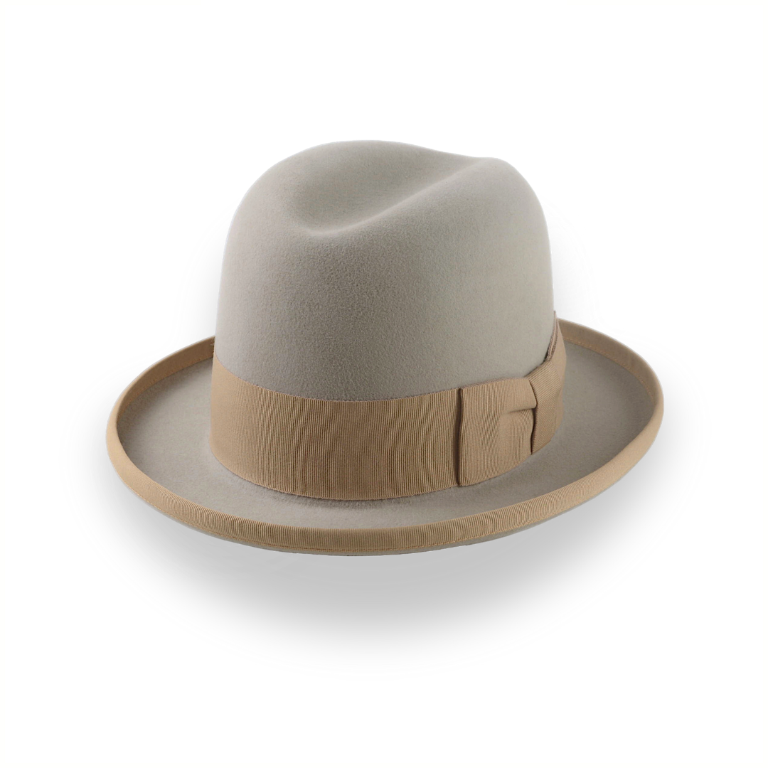 Elegant Homburg Hat For Men in Castor Beige Fur Felt | The Mage