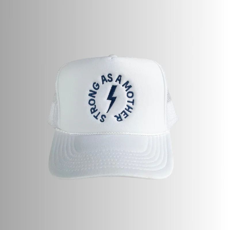 Strong as a mother™ Embroidered Trucker Hat - White