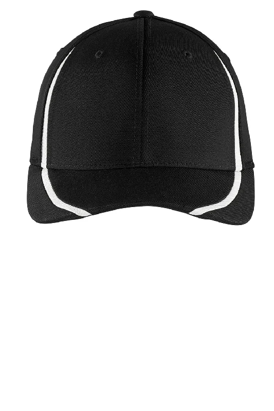 Sport-Tek Mens Moisture Wicking Stretch Fit Hat - Black/White