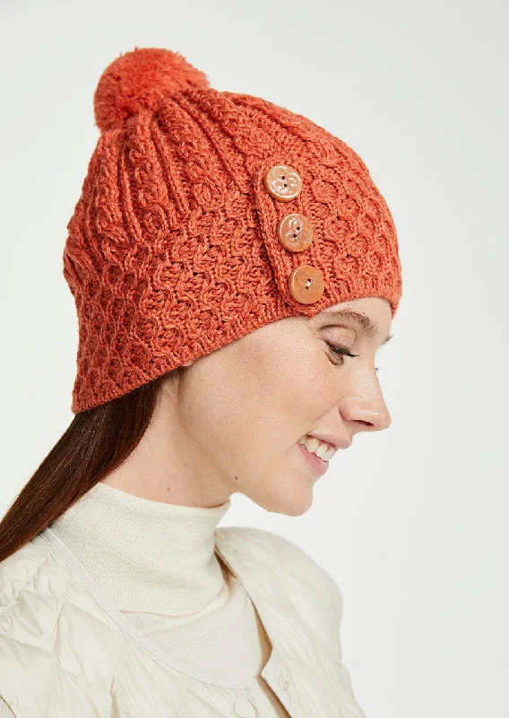 Aran Button Hat | Autumn Leaves