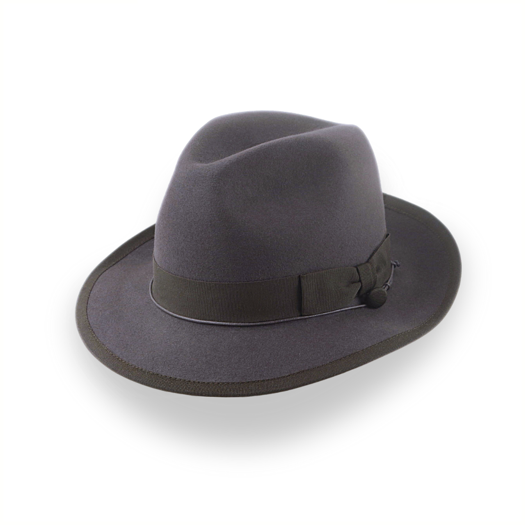 Caribou Grey Snap Brim Fedora Hat for Men in Fur Felt | The Sebastian