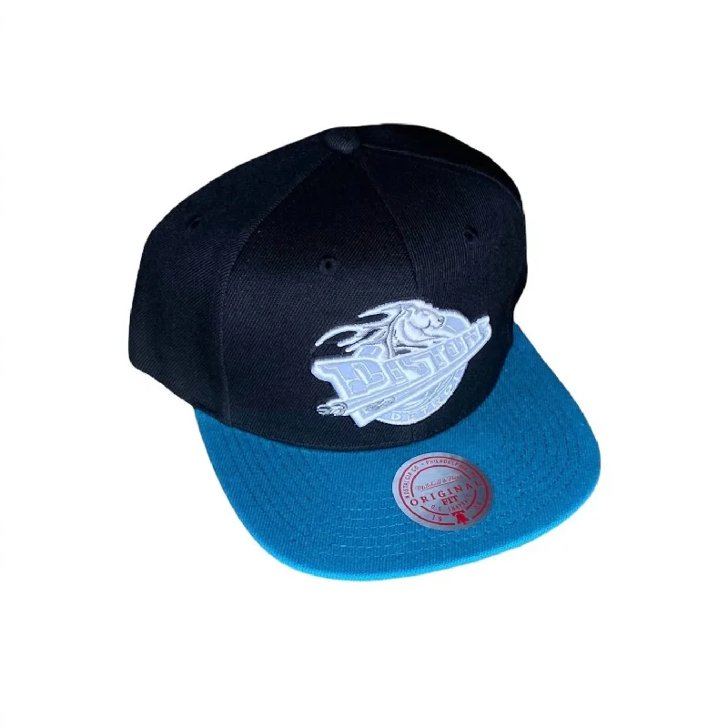 Men's Nba Hwc Detroit Pistons Team Reflective Snapback Cap In Black/teal