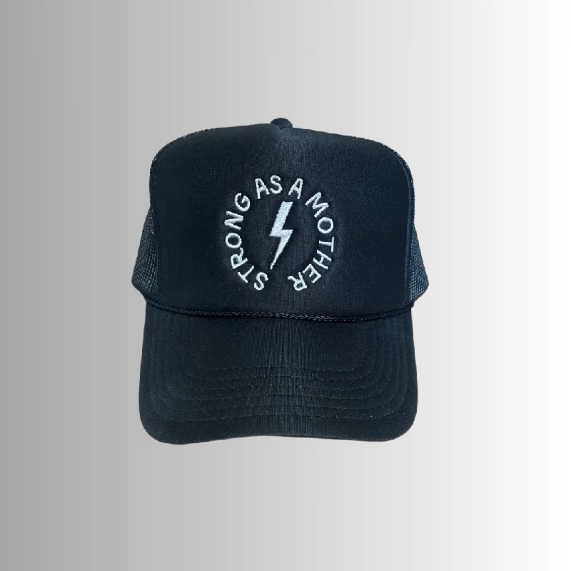 Strong as a mother™ Embroidered Trucker Hat - Black