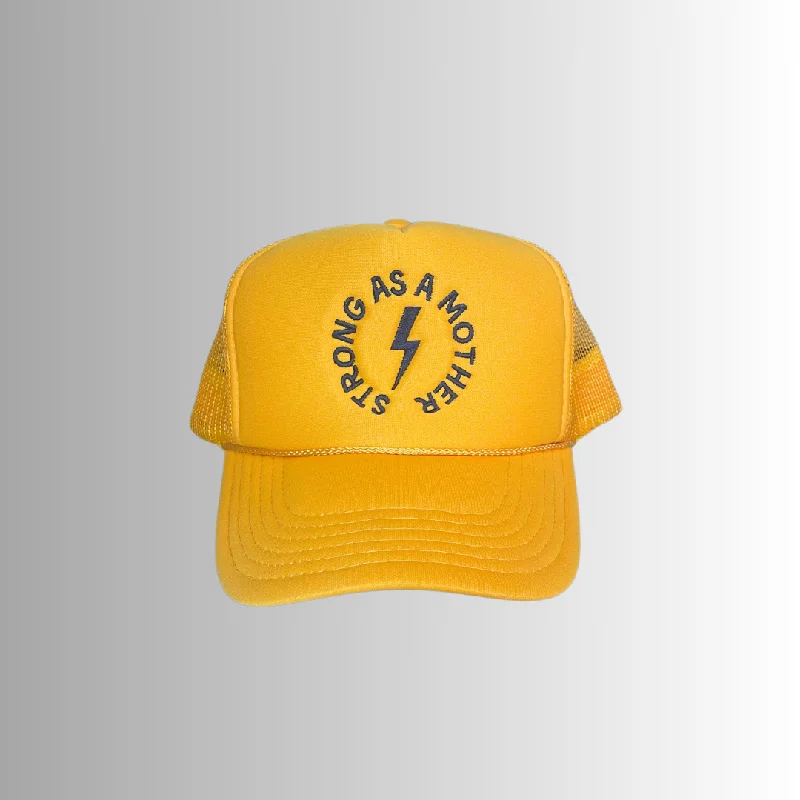 Strong as a mother™ Embroidered Trucker Hat - Yellow