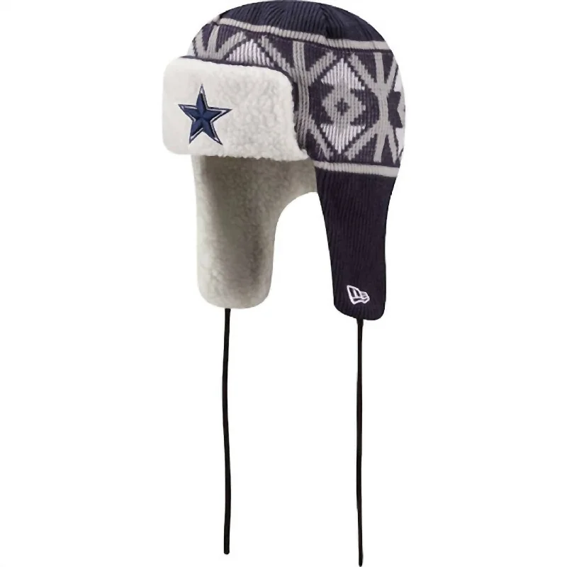 Men's Dallas Cowboys New Era Knit Trapper Hat In Navy