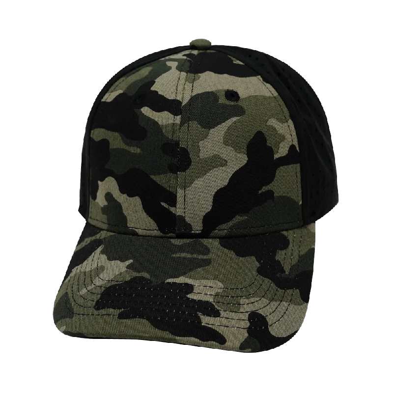 Blank - 6 Panel - Shallow Fit - Pony Tail - Light Camo / Black (Unisex)