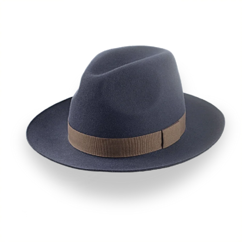 Classic Men's Fedora in Dark Slate Grey Fur Felt | The Senator