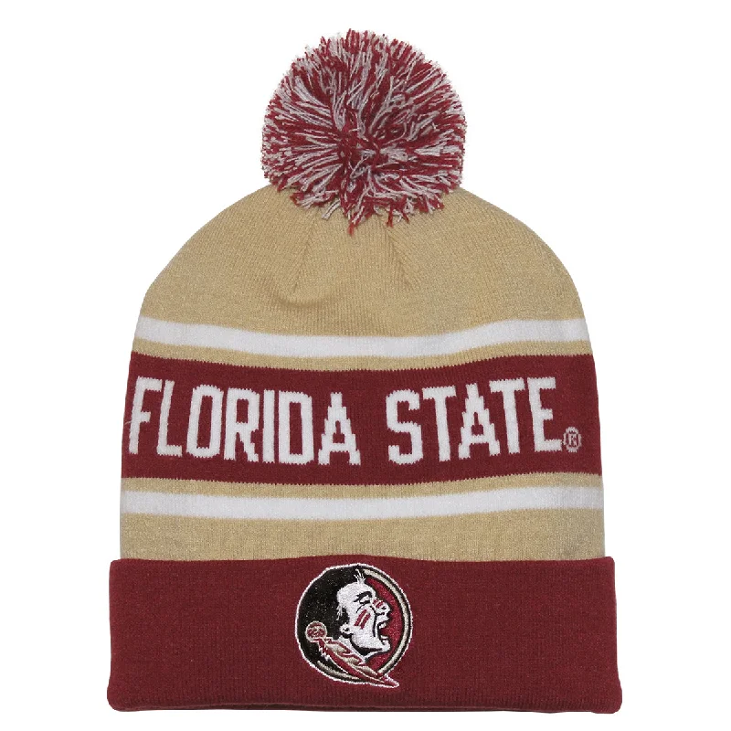 Nike Florida State Seminole Logo Cuff Pom Knit Cap - Garnet/Gold