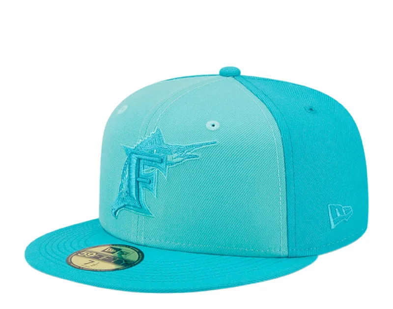 New Era Miami Marlins Tri-Tone Team 59FIFTY Fitted 60355913 Teal