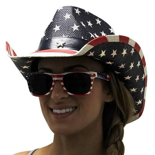 Womens Western American Flag Cowboy Hat