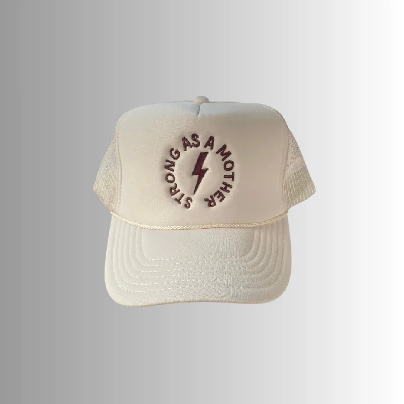 Strong as a mother™ Embroidered Trucker Hat - Sand