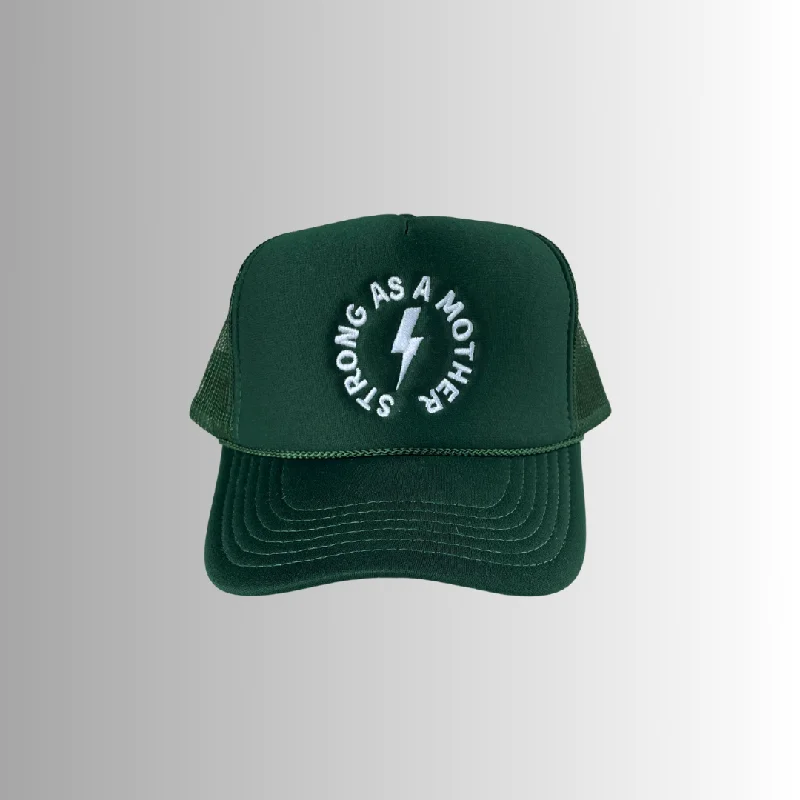 Strong as a mother™ Embroidered Trucker Hat - Forest Green