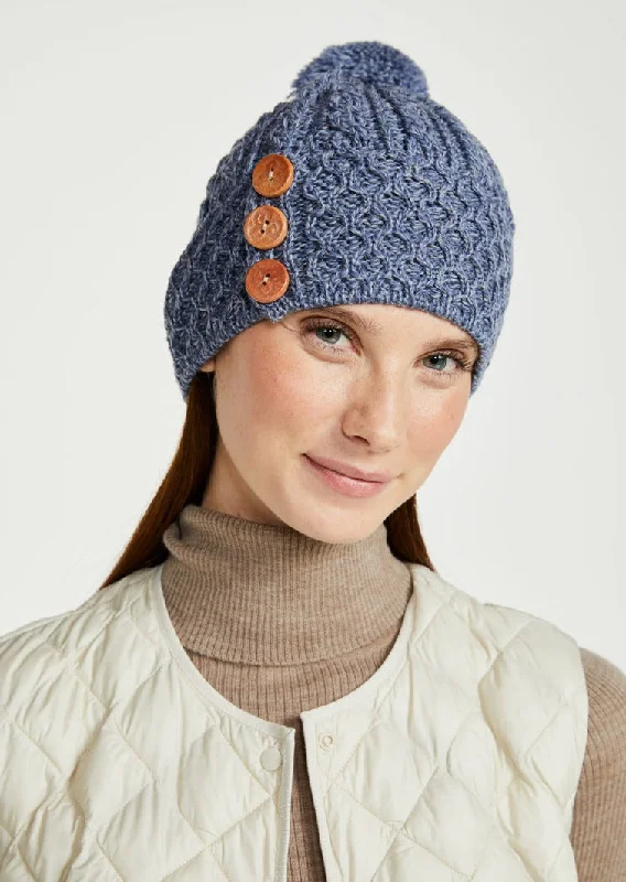 Aran Button Hat | Denim