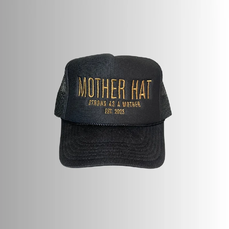 Mother Hat - Embroidered Trucker Hat - Black