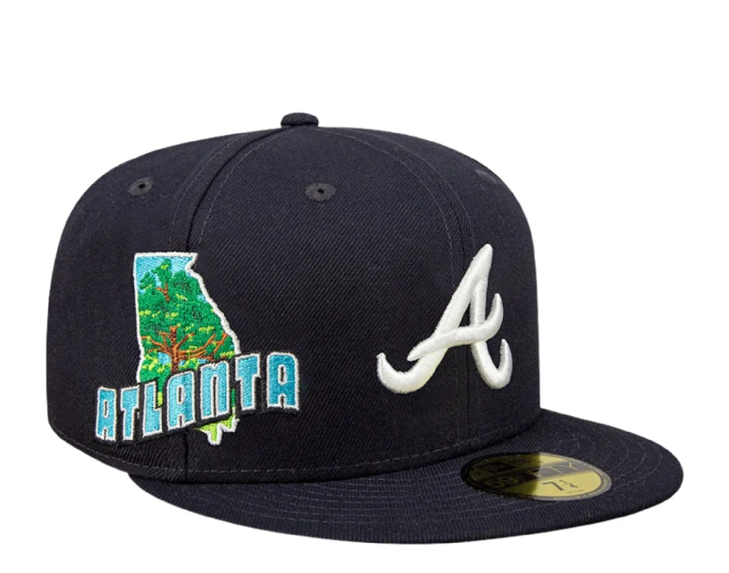 New Era Atlanta Braves Stateview 59FIFTY Fitted Cap 60296534 - Navy/Grey UV