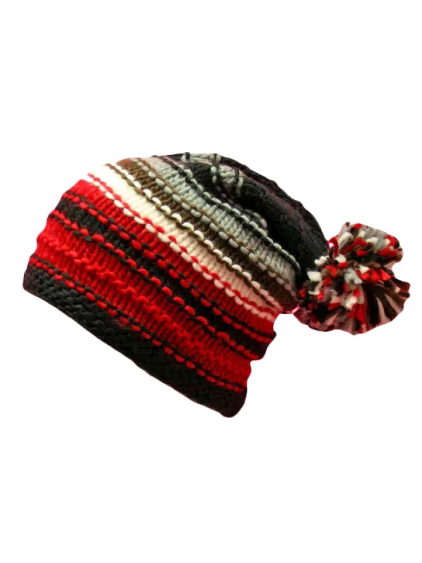 Multicolor Striped Knit Slouchy Beanie Hat