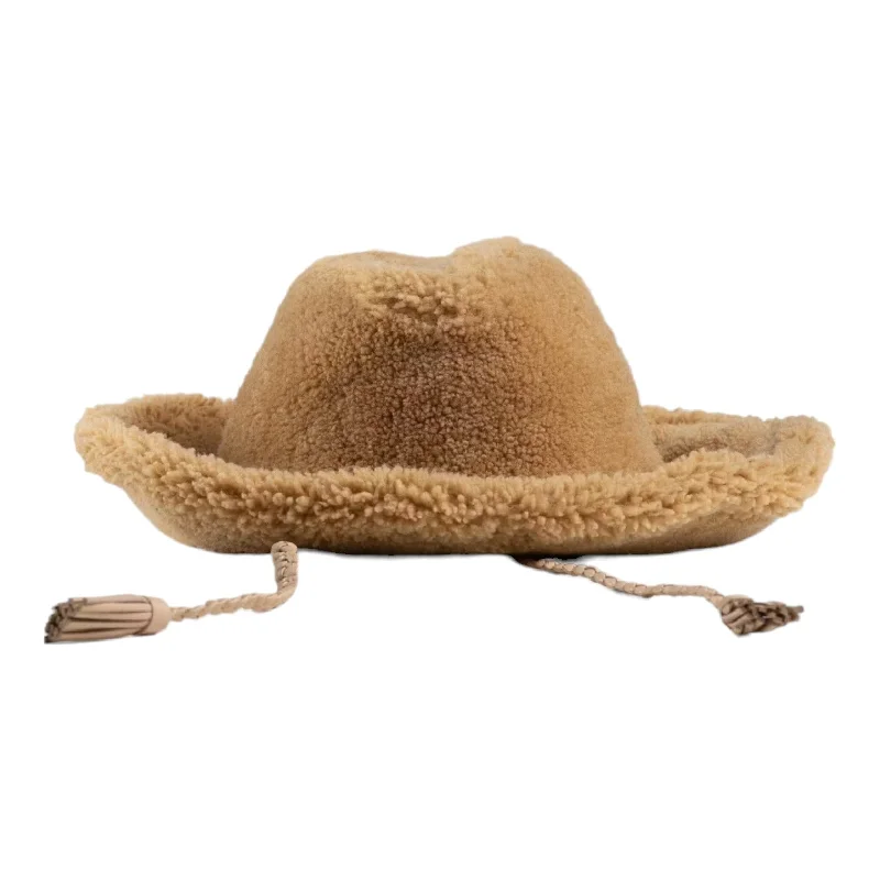 Bally 6302896 Camel Shearling Western Hat