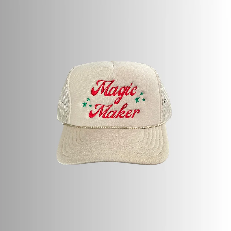 Magic Maker -  Embroidered Trucker Hat - Tan