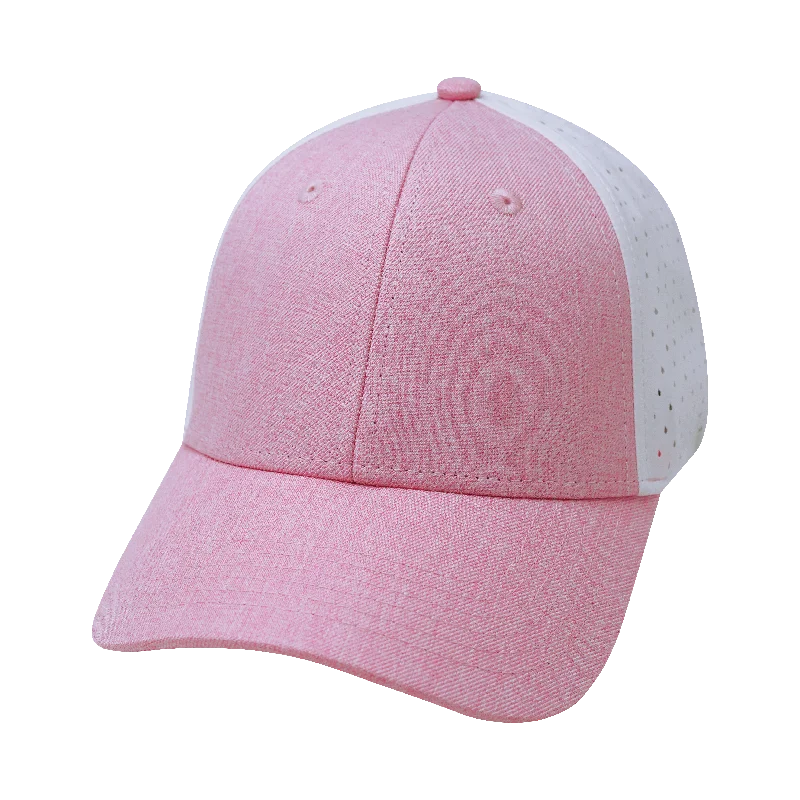 Blank - 6 Panel - Shallow Fit - Pony Tail - Pink / White (Unisex)