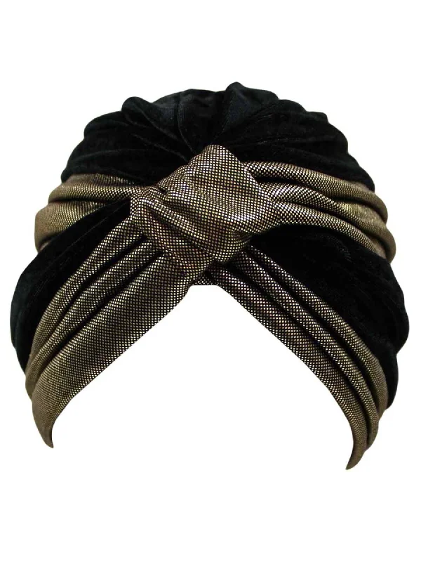 Two-Tone Velour Fashion Turban Head Wrap