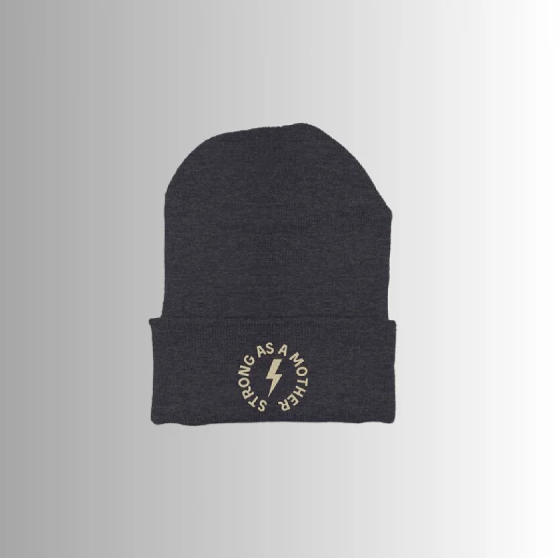 Strong as a mother™ Embroidered Beanie - Charcoal Gray