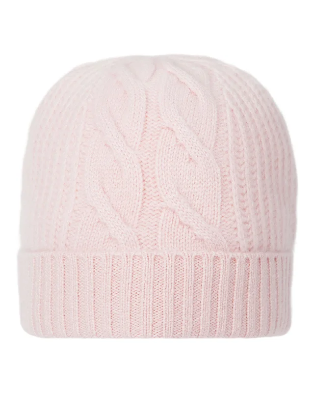 Women's Cable Rib Cashmere Hat Quartz Pink