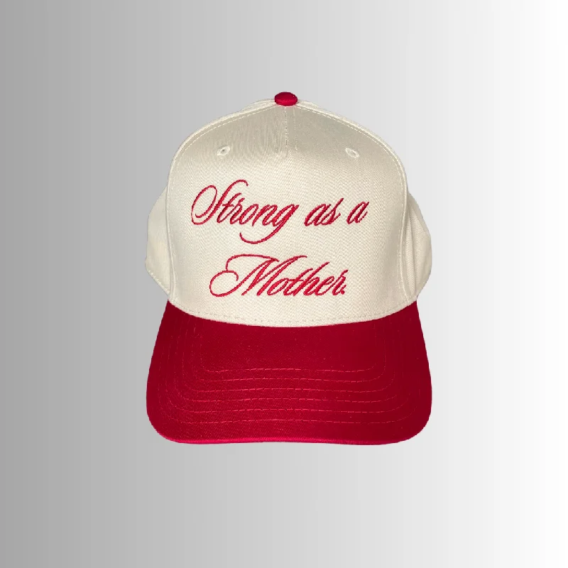 Strong as a Mother Canvas Hat - Red/Cream