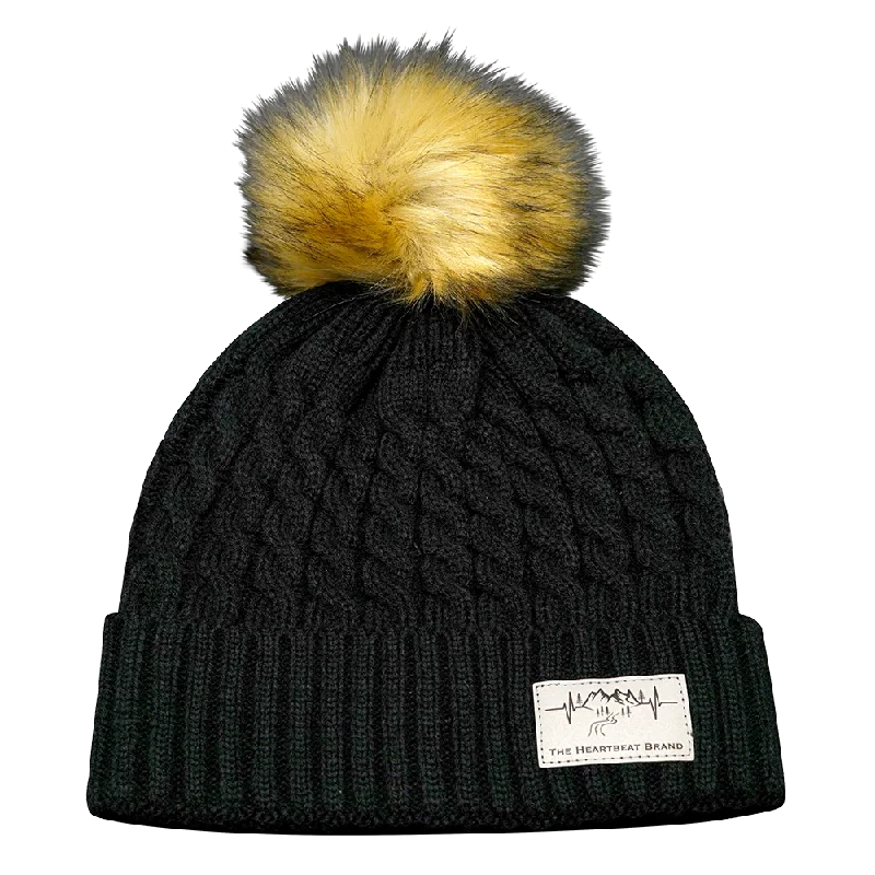 Mountains Beanie | Pom | Black