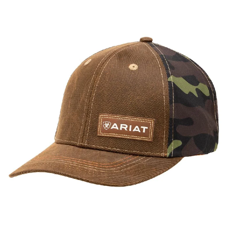 MF Western Ariat Men's Oil Skin Camo Fabric Back Cap Brown Style A300000402