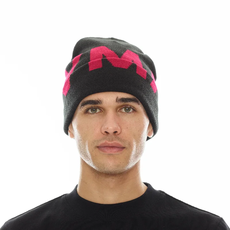 Hvman Knit Hat In Black & Red