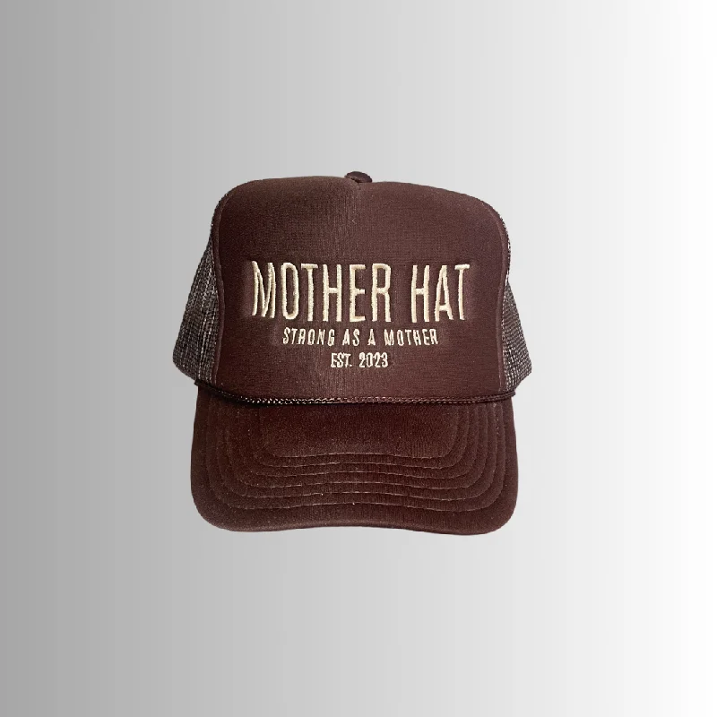 Mother Hat - Embroidered Trucker Hat - Mocha