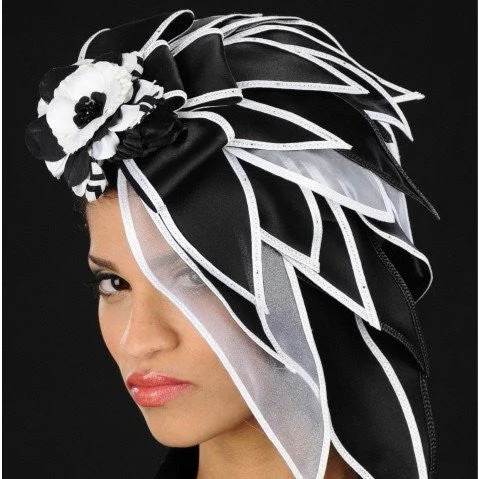 BW1071-Silk leaf fascinator with flower( AVAILABLE IN BLACK)