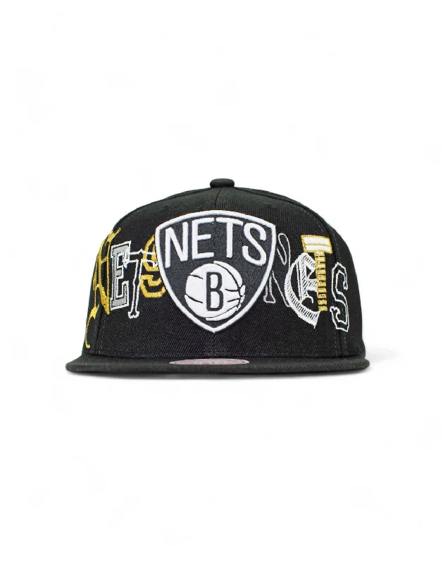 Men's Nba Brooklyn Nets Hype Type Snapback Cap In Black