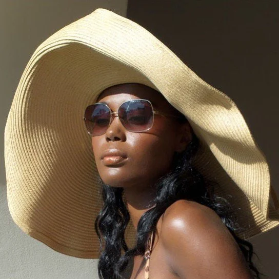 SS1005-Wide brim tan color straw sunhats