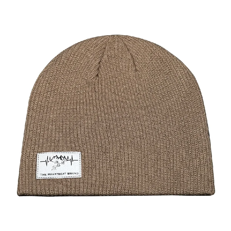 Mountains Beanie | No Cuff | Tan