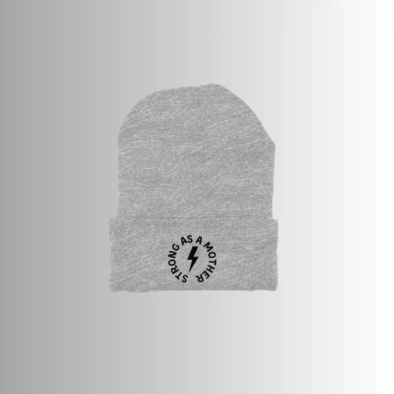 Strong as a mother™ Embroidered Beanie - Light Gray