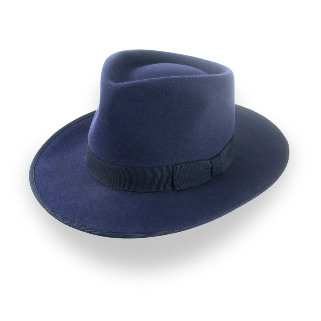 Navy Blue Custom Handcrafted Fedora Hat for Men in Fur Felt | The Tony