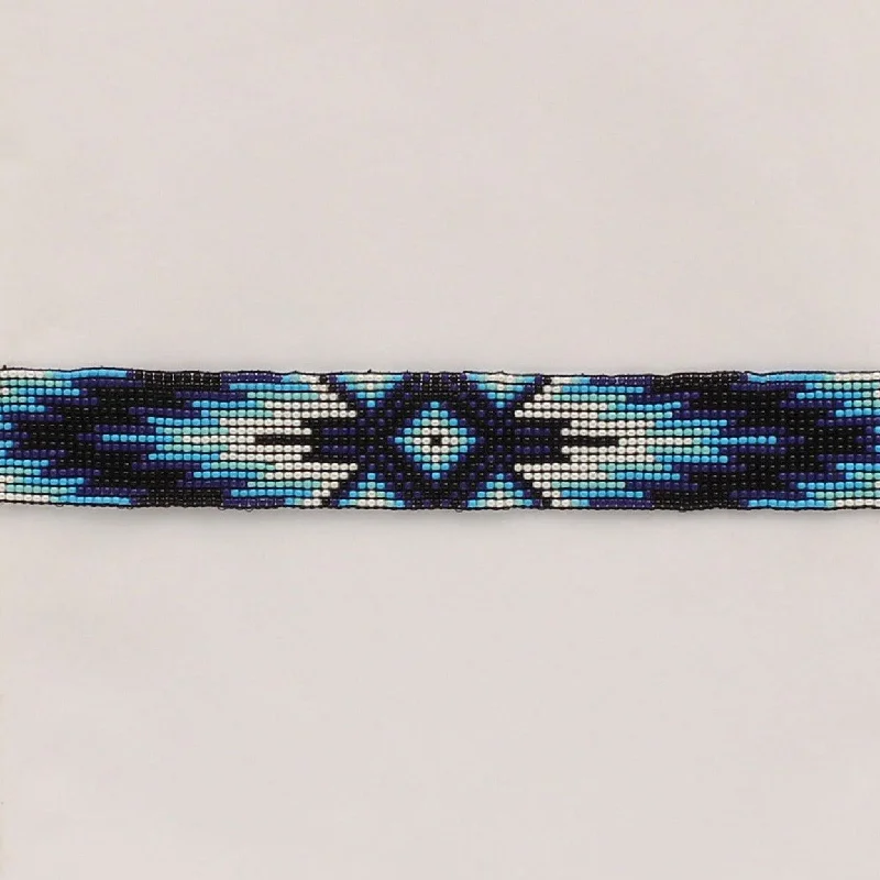 Twister Blue Aztec Beaded Hat Band