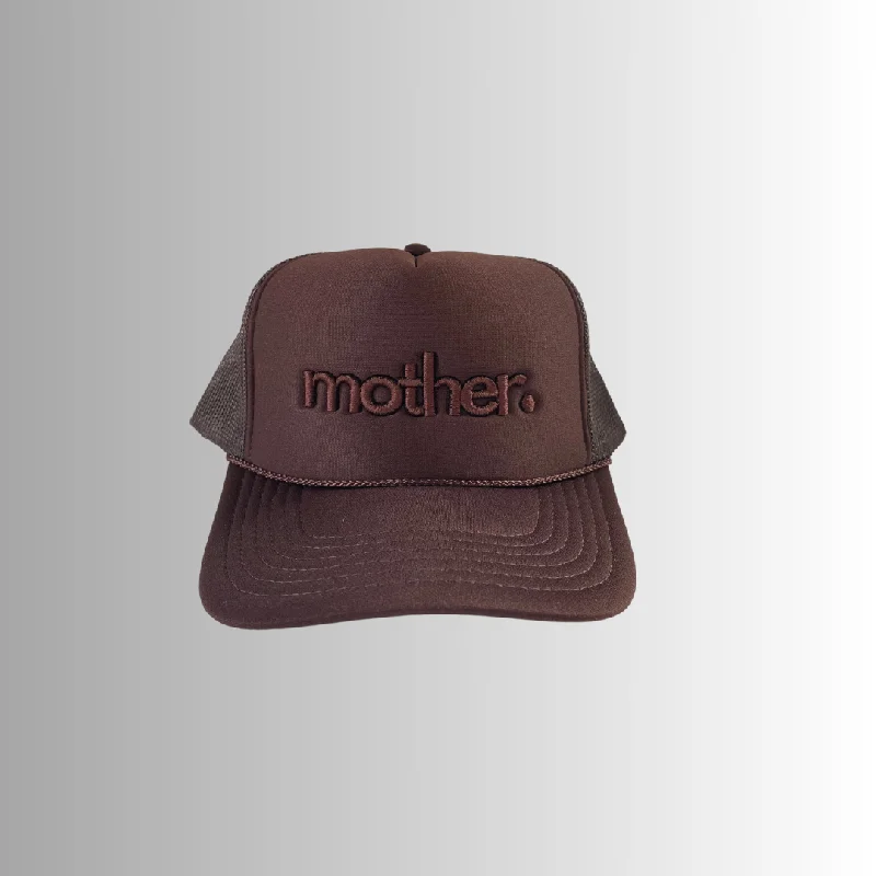 "mother." Embroidered Trucker Hat - Mocha